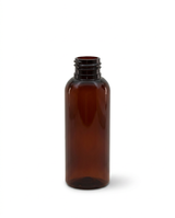 An empty amber Boston PET bottle with a 24/410 threaded neck, shown on a clean white background.