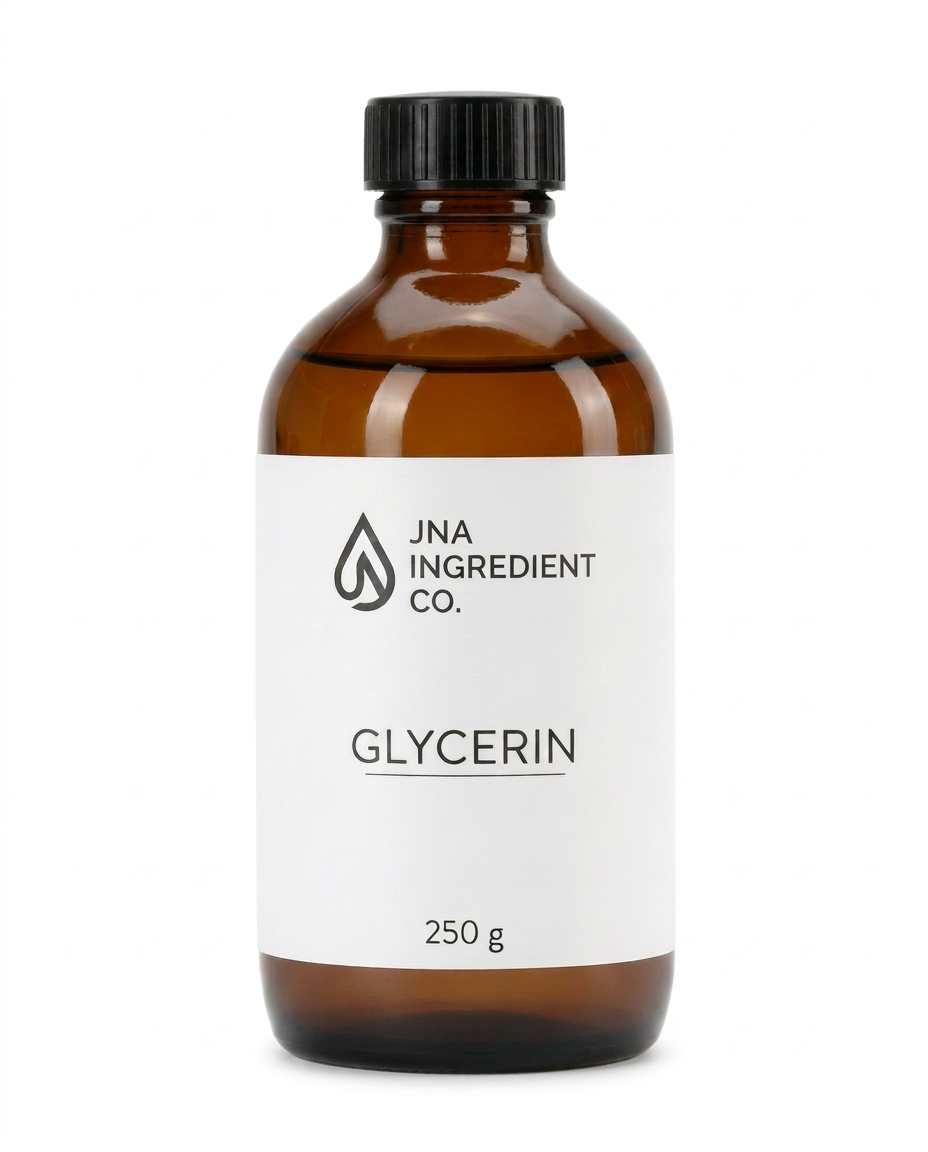 JNA Ingredient Co. Glycerin cosmetic humectant presented in clean, editorial packaging for advanced skincare and clean‑beauty formulations