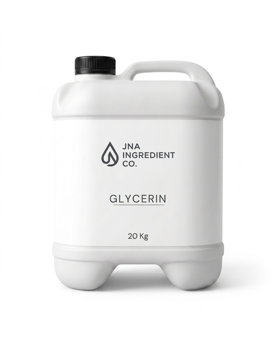 Glycerin premium humectant displayed in bulk containing to highlight purity, hydration benefits, and skin‑conditioning performance