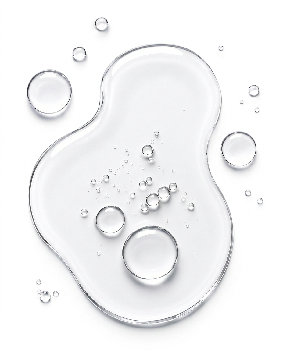 A clear, transparent liquid depicting cosmetic‑grade PEG‑40 Hydrogenated Castor Oil photographed in editorial, ingredient‑focused composition for high‑performance fragrance solubilisation.  