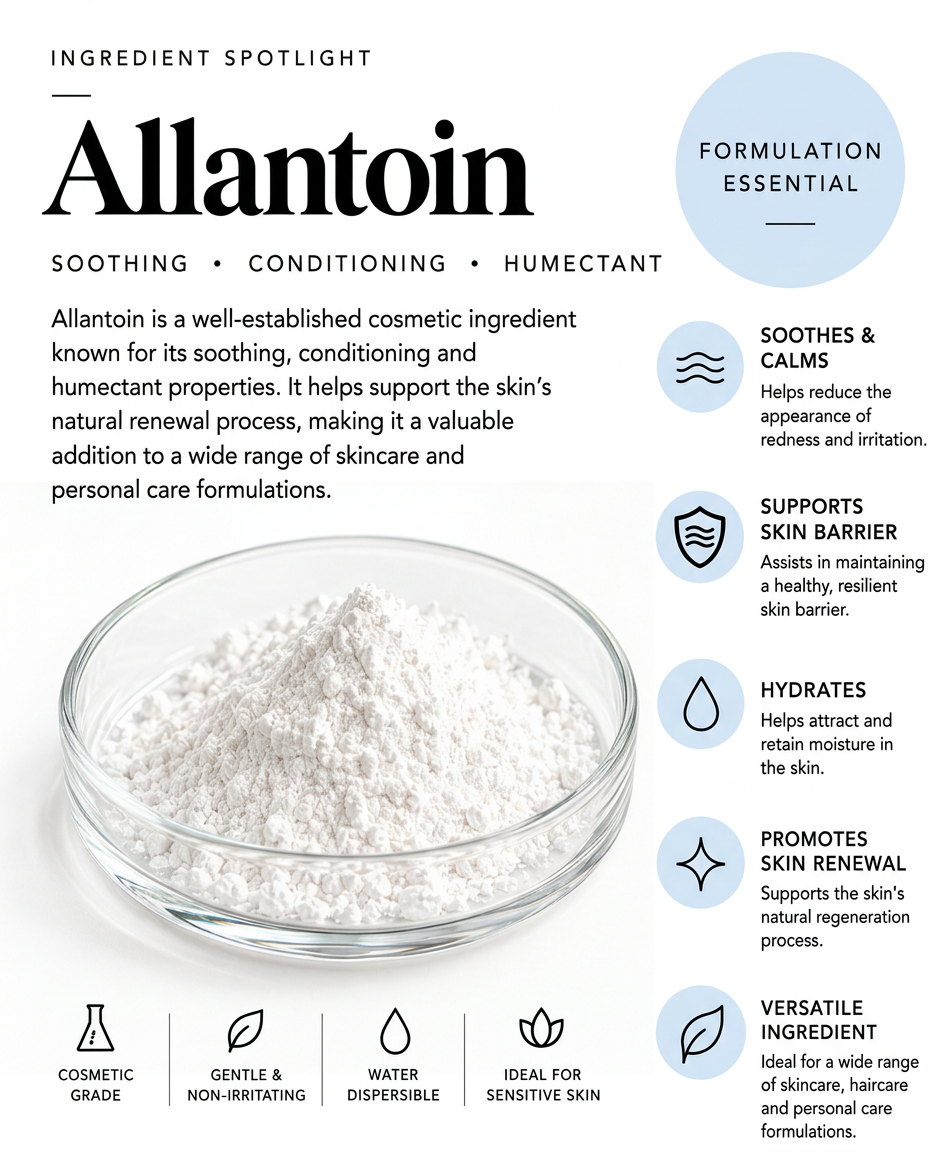 Inforgraphic for Allantoin - High‑performance Allantoin premium supplier‑grade aesthetic for soothing, healing, and moisture‑locking skincare products